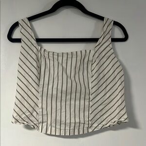 Maurices White and Olive Stripped Boxy Crop Tank Top